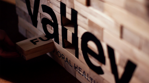 Combination of small wooden blocks with valley health written on them